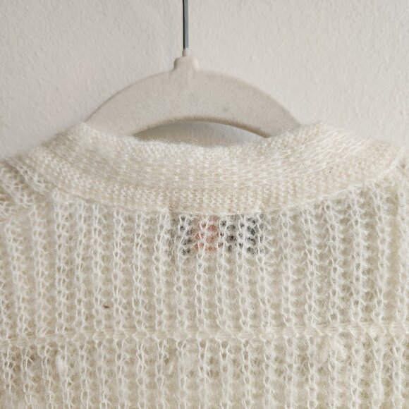 Oliver Paris Vintage Cream Open Front Knit Vest – Sz L (oversized) - Picture 8 of 13